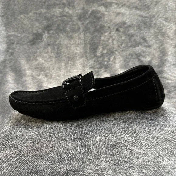 Louis Vuitton Suede Driving Loafers Men's 6.5 Black LV Hardware Made Italy - Picture 9 of 16
